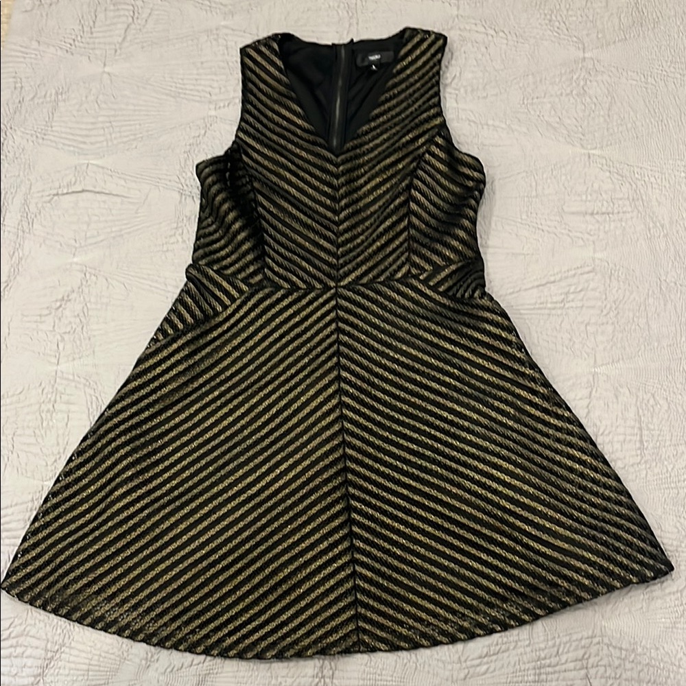 Mossimo Elegant Black and Gold Striped Dress size L
